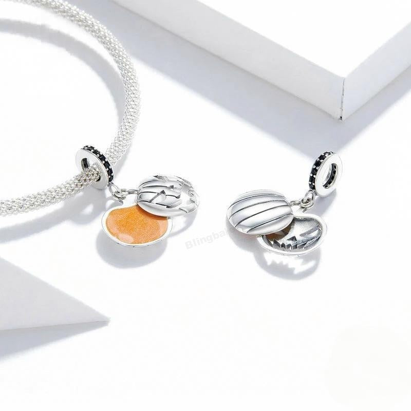 “Pumpkin Grin” S925 Sterling Silver Halloween Pumpkin Pendant