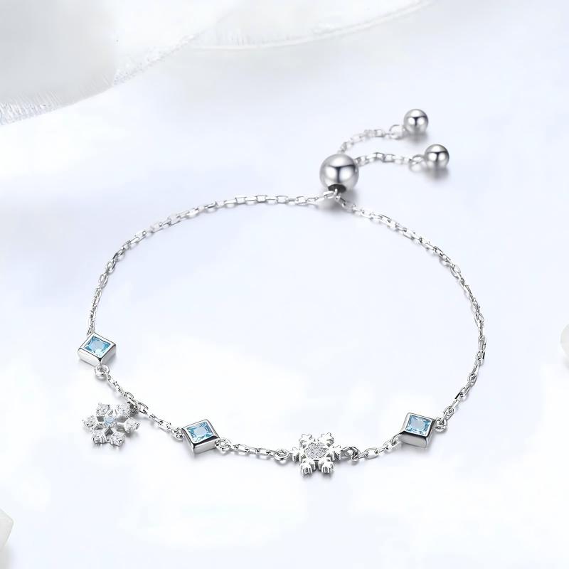 “Frosted Snowflake” S925 Sterling Silver Snowflake Bracelet