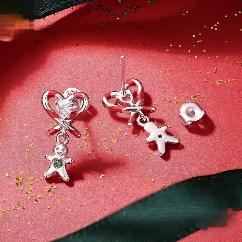 “Gingerbread Charm” S925 Sterling Silver Christmas Gingerbread Stud Earrings