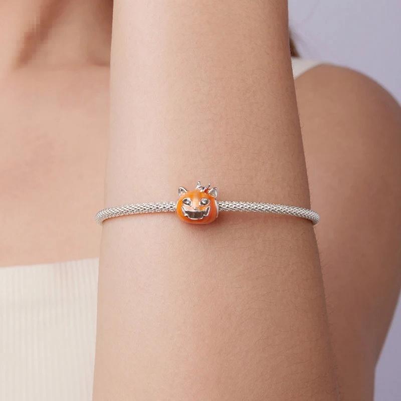 “Glow Pumpkin Cat” S925 Sterling Silver Halloween Bead
