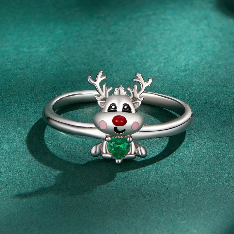“Rudolph Noel” S925 Sterling Silver Open Reindeer Ring