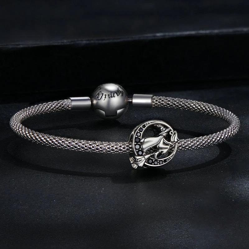 “Witch Cat” S925 Sterling Silver Black Zircon Halloween Bead