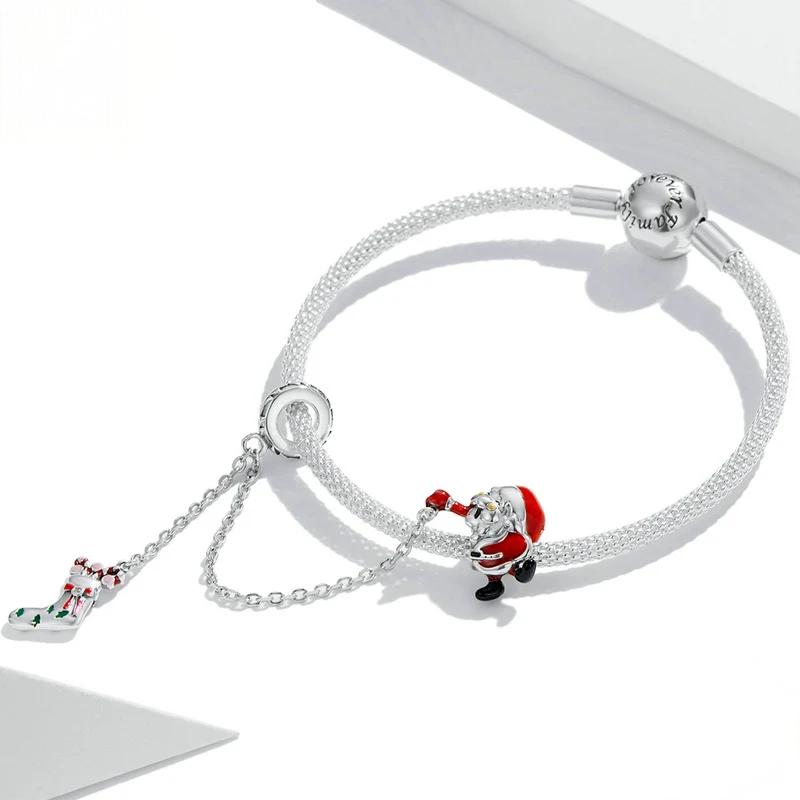 “Santa's Guard” S925 Sterling Silver Santa Claus Safety Chain Charm