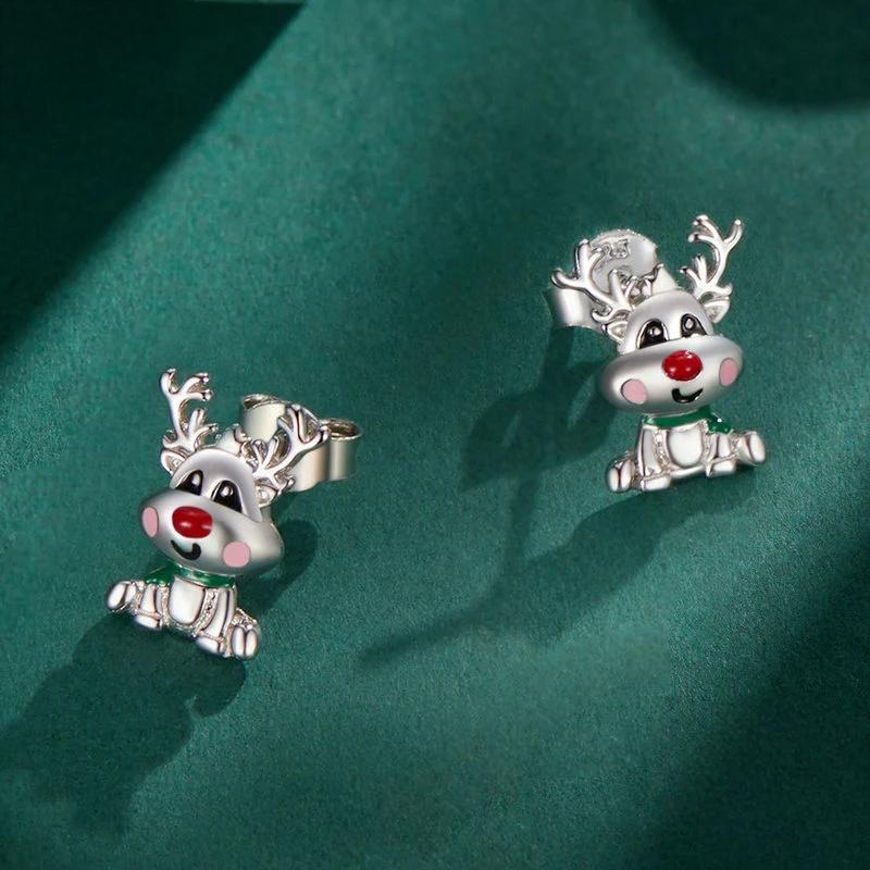“Reindeer Noel” S925 Sterling Silver Reindeer Stud Earrings