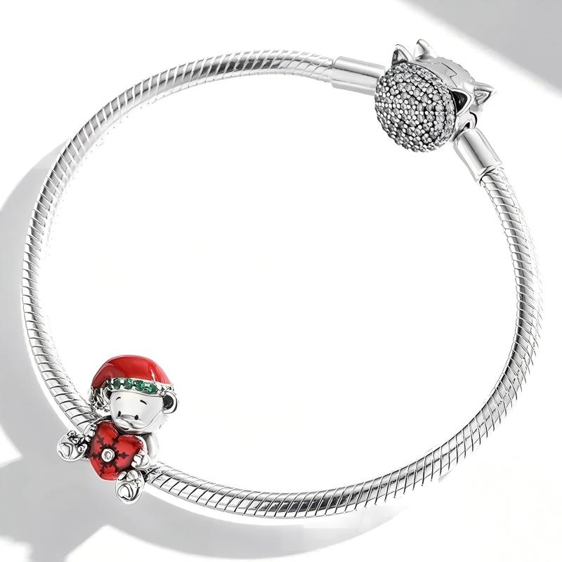 “Christmas Teddy” S925 Sterling Silver Christmas Bear Charm Bead