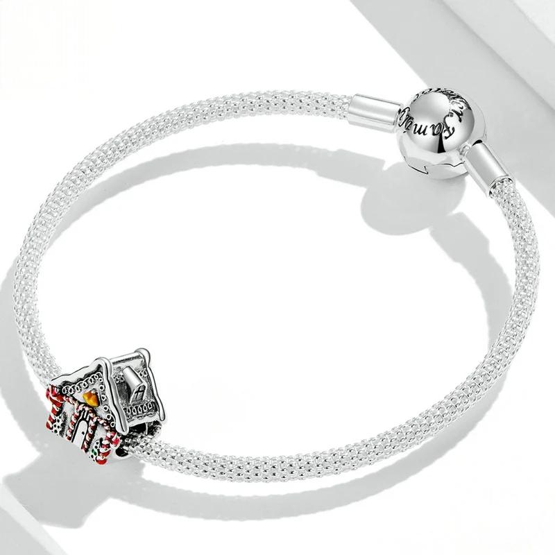 “Cozy Snow Cottage” S925 Sterling Silver Christmas House Charm Bead