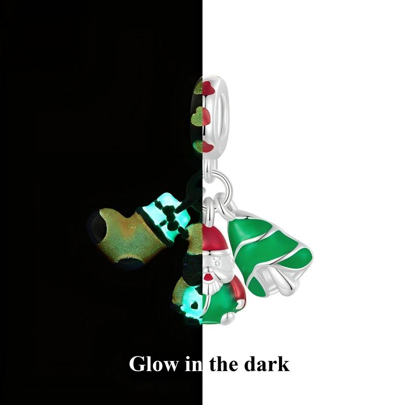“Santa's Gift” S925 Sterling Silver Glow-in-the-Dark Christmas Stocking Charm Bead