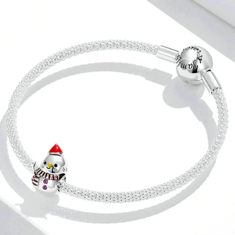 “Snowy Smiles” S925 Sterling Silver Christmas Snowman Charm Bead