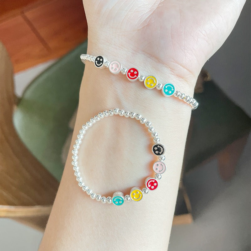 “Rainbow Smile” S925 Sterling Silver Rainbow Smile Beaded Bracelet
