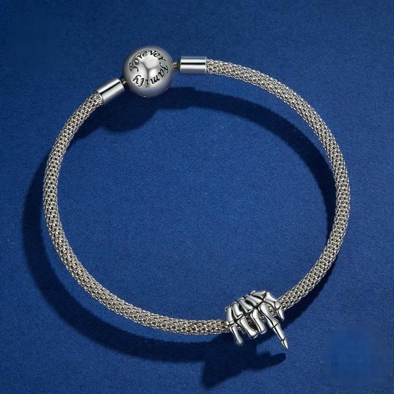 “Bone Touch” S925 Sterling Silver Halloween Skeleton Finger Bead