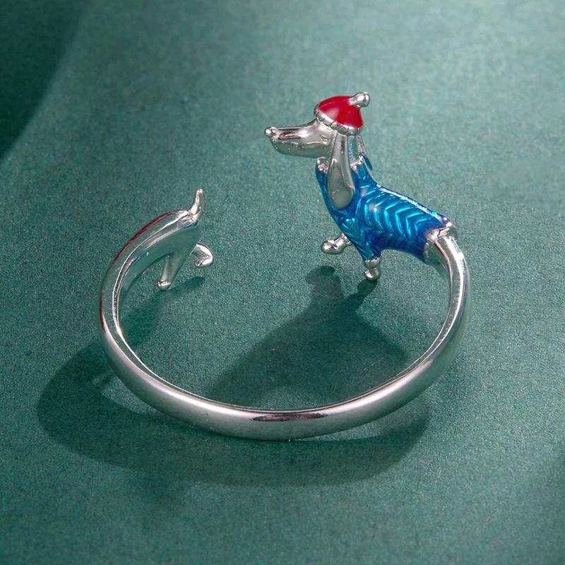 “Dachshund Delight” S925 Sterling Silver Open Dachshund Ring