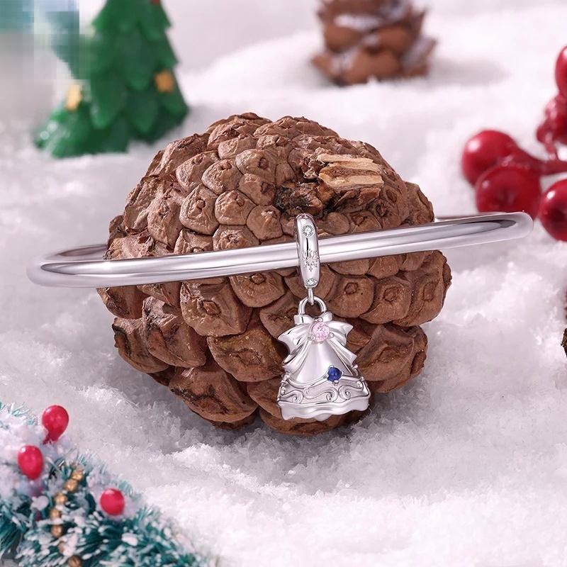 “Holiday Wreath” S925 Sterling Silver Christmas Pendant Charm