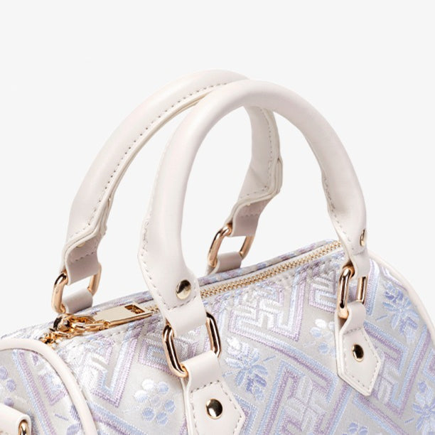 Women's Oriental Brocade Mini Boston Bag with Convertible Strap
