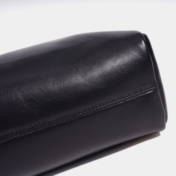 Women's Genuine Sheepskin Bowling Bag with Double Zipper