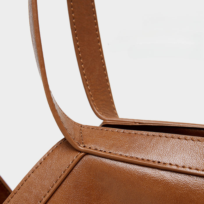 Women's Genuine Leather Open Top Vertical Tote Bag