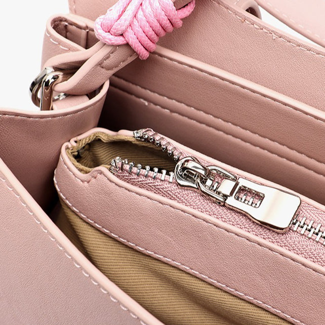 Women's Genuine Leather Square Flap Bag with Magnetic Closure