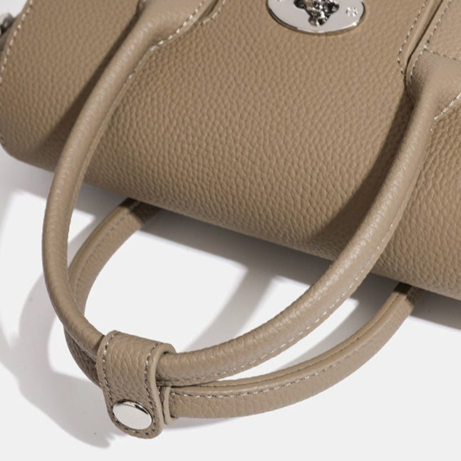 Women's Top-Grain Cowhide Vintage Twist-Lock Box Bag