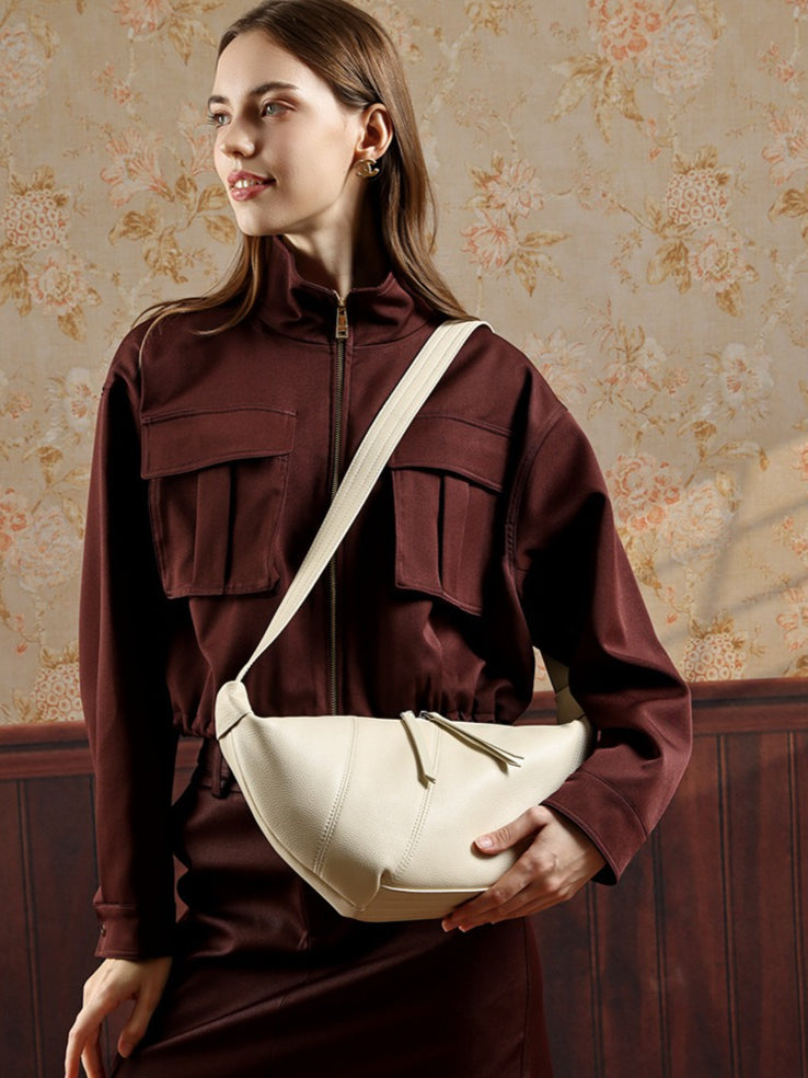 Women's TC Cowhide Soft Dumpling Bag with Adjustable Strap