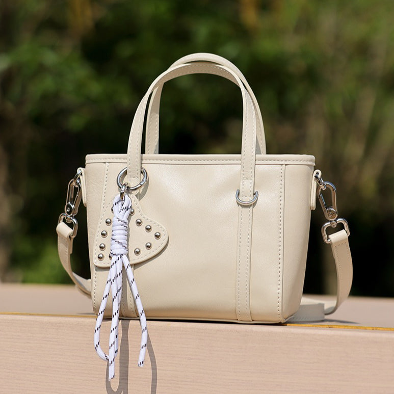 Women's Vegetable-Tanned Cowhide Mini Tote with Heart Charm
