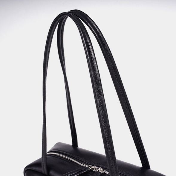 Women's Genuine Sheepskin Bowling Bag with Double Zipper