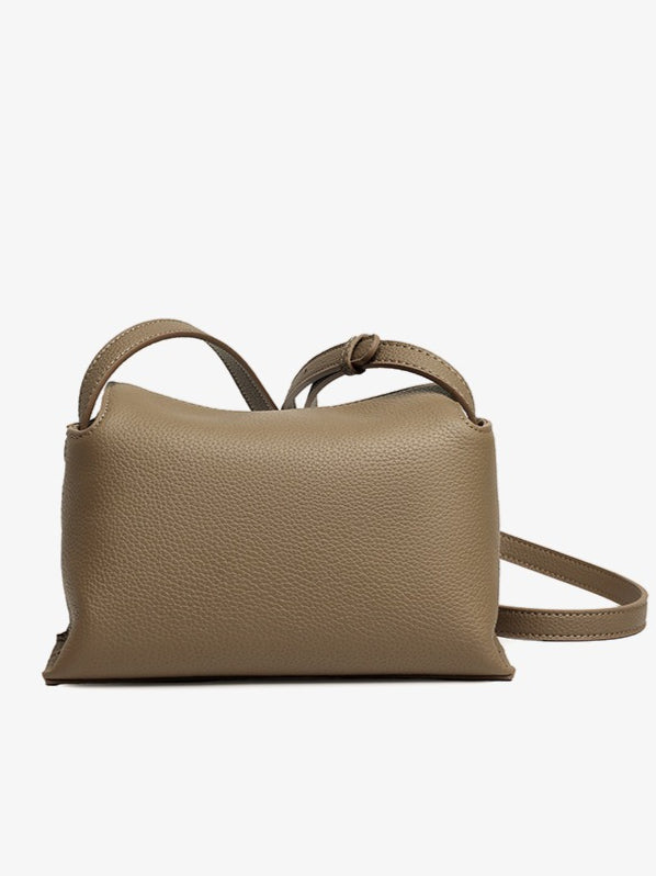 Women's Pebbled Cowhide Flap Crossbody Bag with Hidden Clasp
