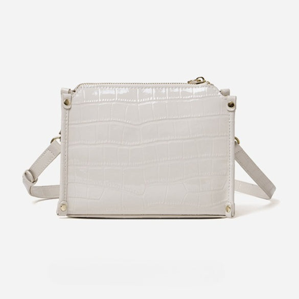 Women's Glossy Croc-Embossed Cowhide Structured Satchel