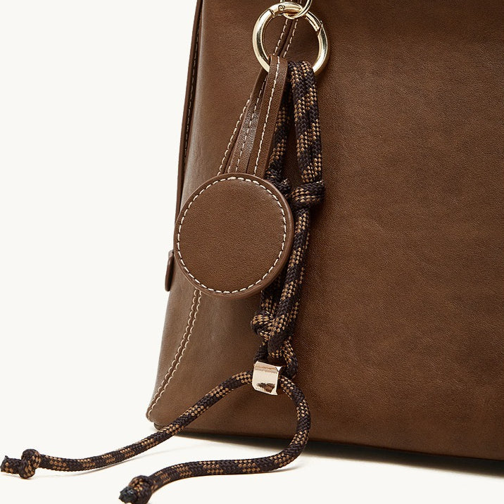 Women's Full-Grain Cowhide Contrast Stitch Hobo Bag