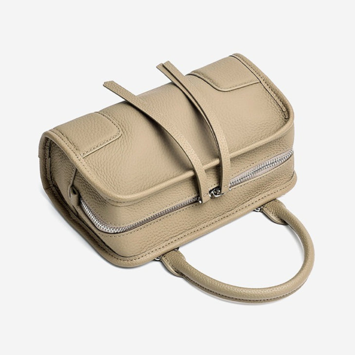 Women's Pebbled Cowhide Boston Bag with Detachable Straps