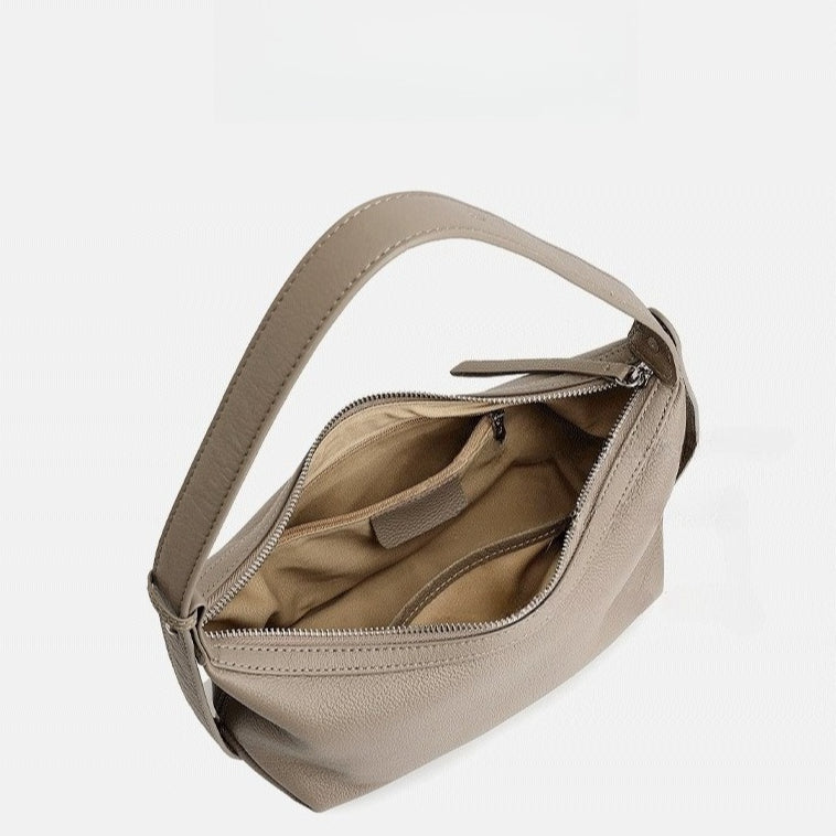 Women's Pebbled Cowhide Slouchy Hobo Bag with Hidden Strap