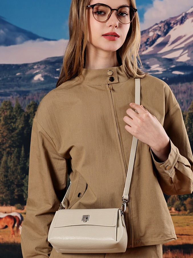 Women's Pebbled Cowhide Pillow Bag with Twist-Lock