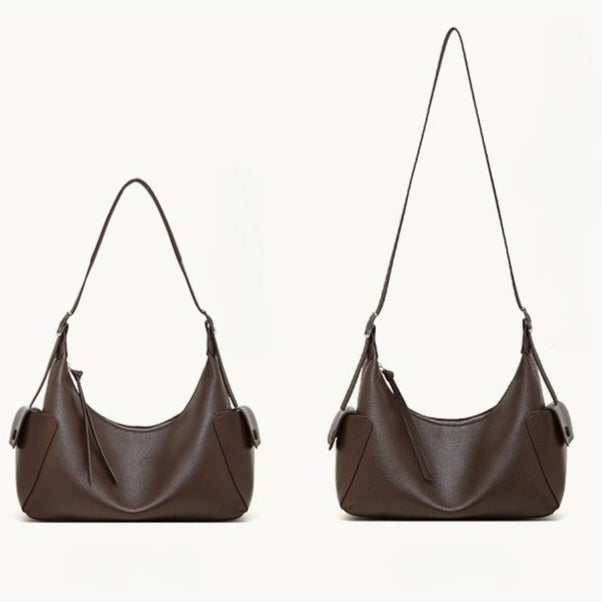 Women's Full-Grain Vegetable-Tanned Leather Tote Bag with Side Pockets