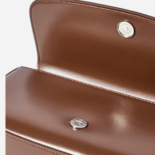 Women's Soft Cowhide Baguette Saddle Bag with Chain Strap