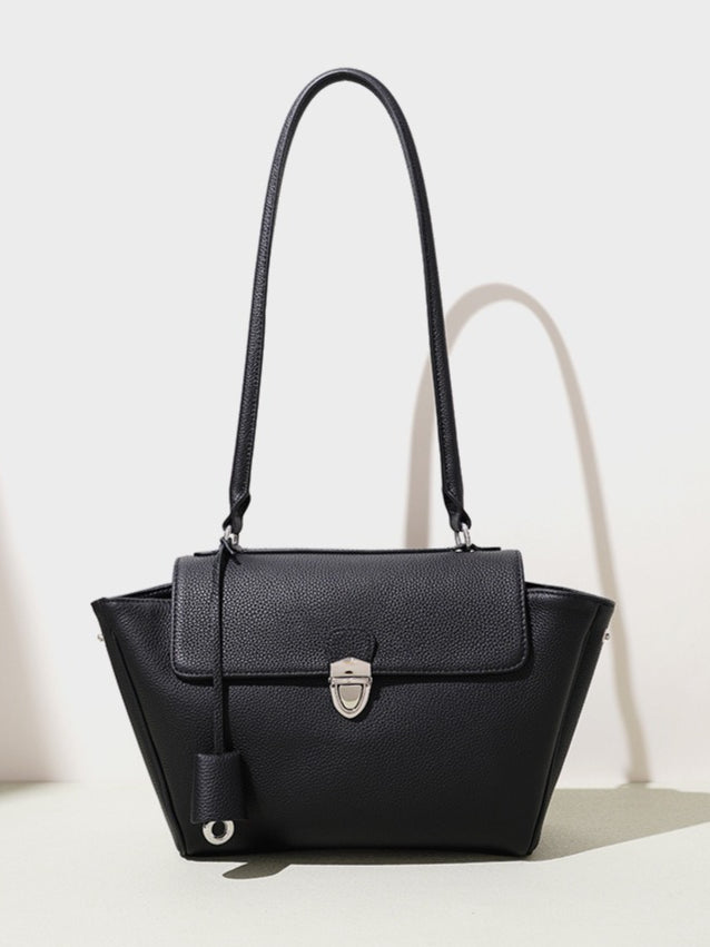 Women's Pebbled Cowhide Winged Flap Tote with Detachable Strap