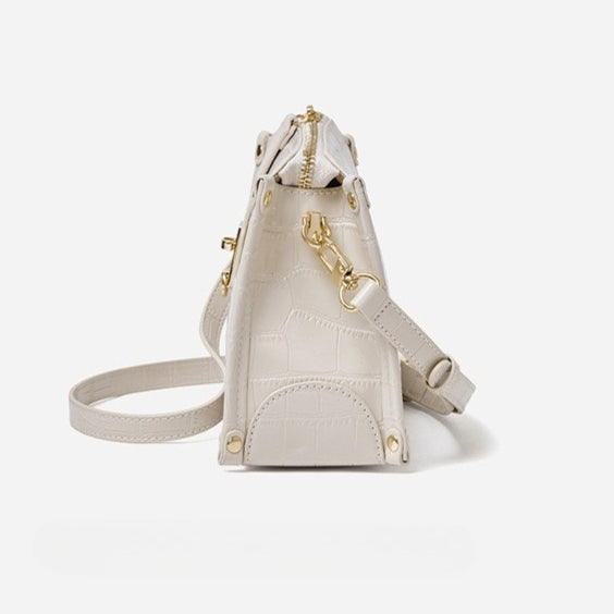 Women's Glossy Croc-Embossed Cowhide Structured Satchel