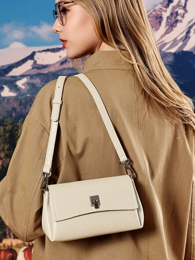 Women's Pebbled Cowhide Pillow Bag with Twist-Lock