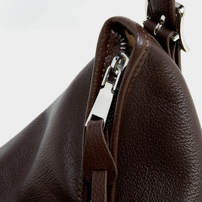 Women's Genuine Leather Retro Shoulder Tote Bag with Lock Detail