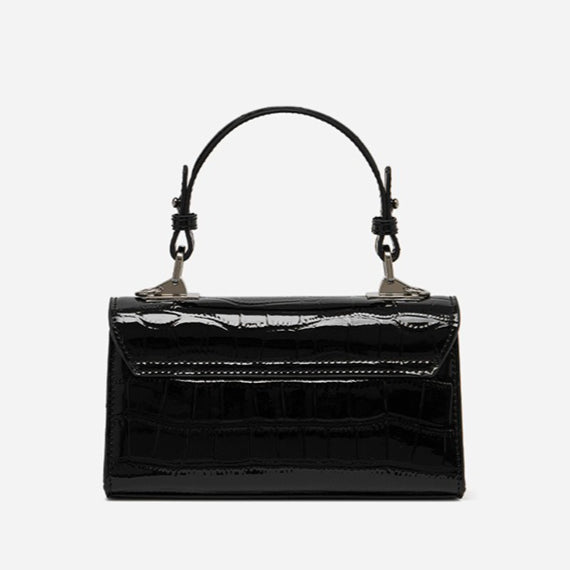Women's Glossy Croc Cowhide Twist-Lock Envelope Bag