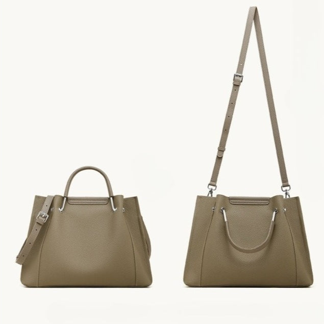 Women's Full-Grain Pebbled Cowhide Trapezoid Tote