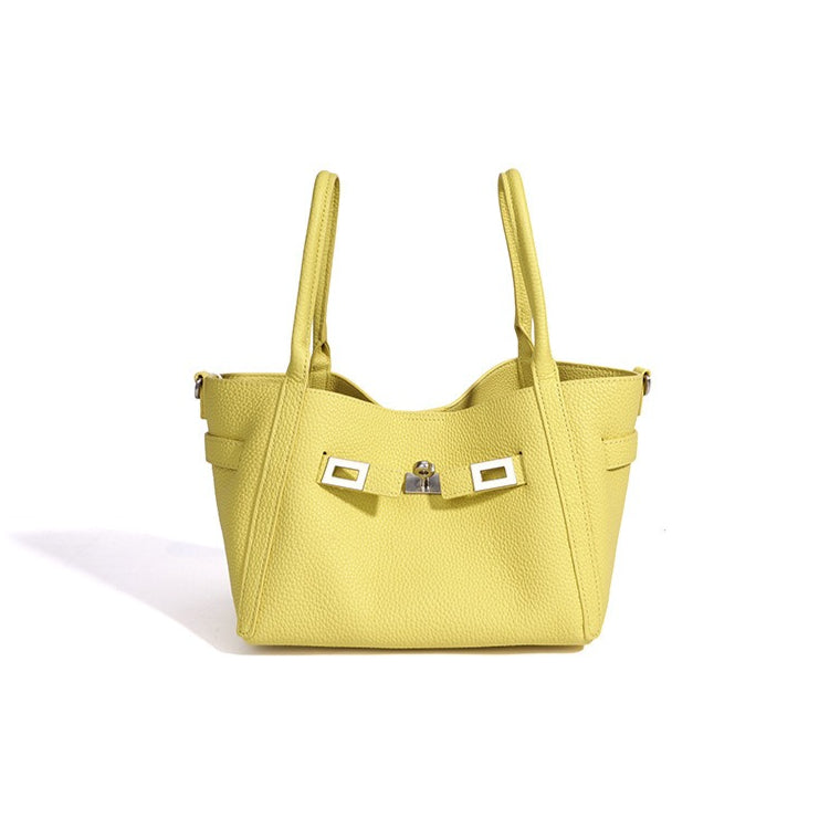Women's Pebbled Cowhide Mini Bucket Bag with Detachable Pouch