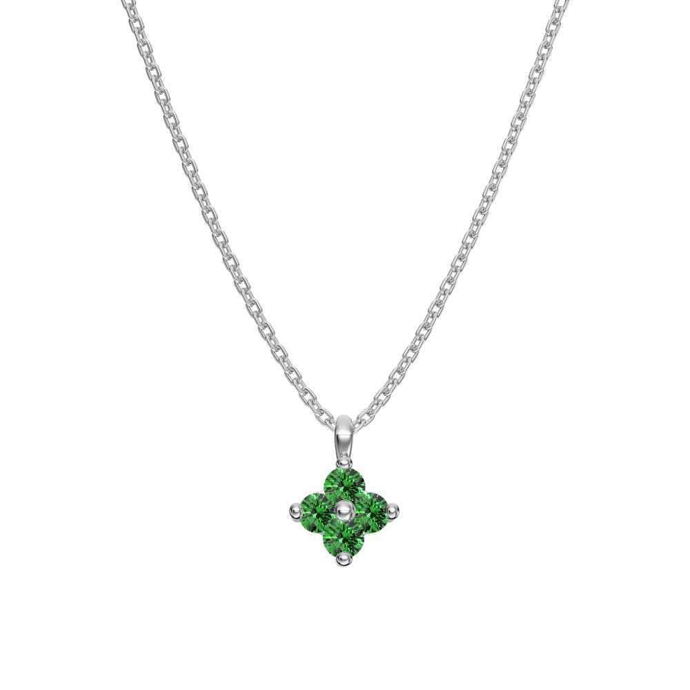 925 Sterling Silver Birthstone Clover Four Leaf Pendant Necklace Platinum Vermeil 12 Colors