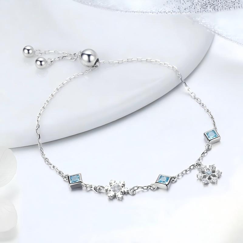 “Frosted Snowflake” S925 Sterling Silver Snowflake Bracelet