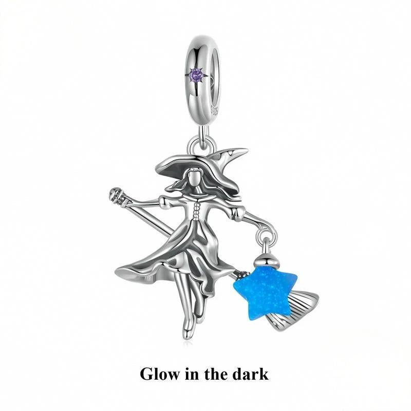 “Lunar Witch” S925 Sterling Silver Moonstone Halloween Pendant Bead
