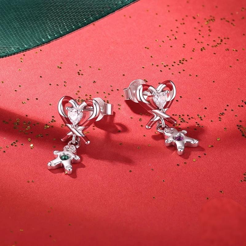 “Gingerbread Charm” S925 Sterling Silver Christmas Gingerbread Stud Earrings