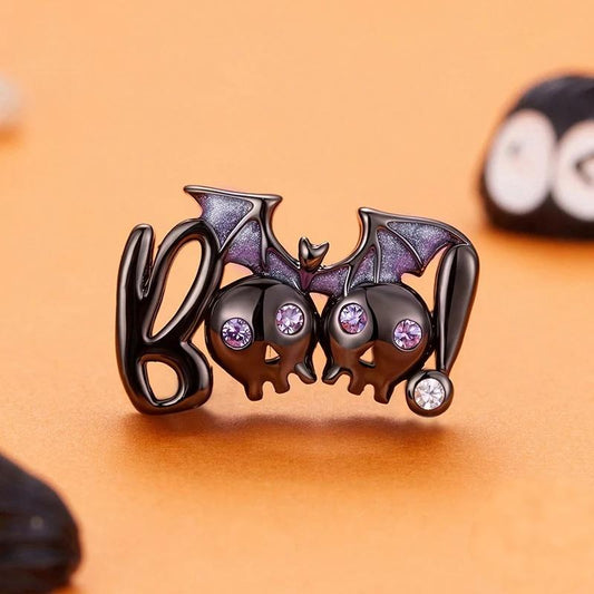 “Boom Bat” S925 Sterling Silver Halloween Bat Skull Bead