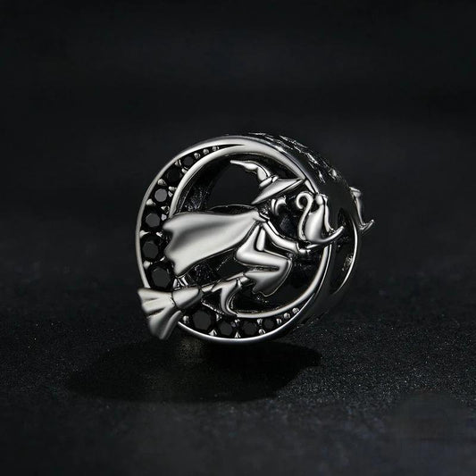 “Witch Cat” S925 Sterling Silver Black Zircon Halloween Bead