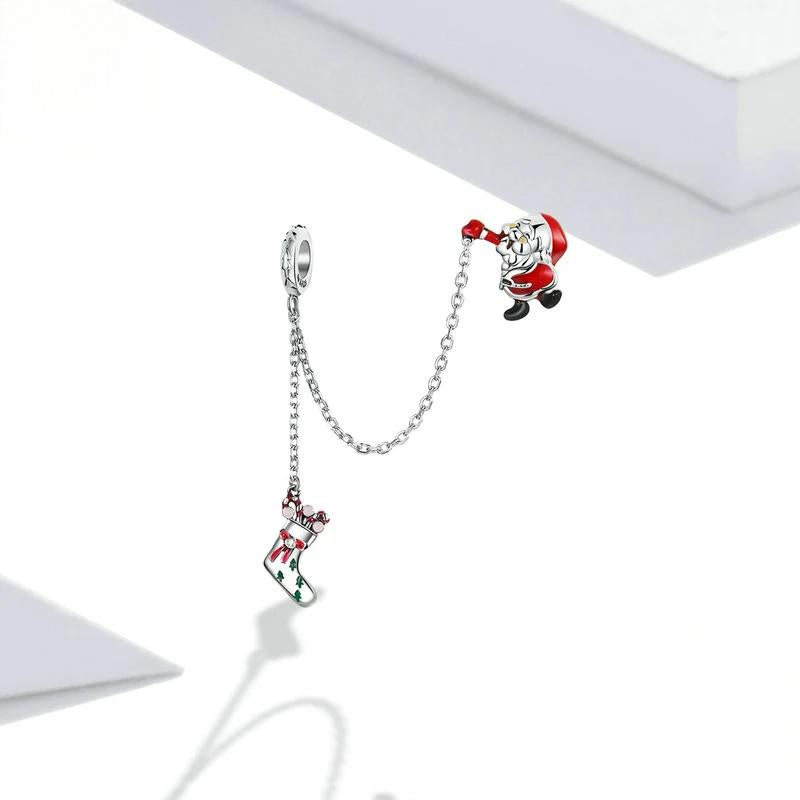 “Santa's Guard” S925 Sterling Silver Santa Claus Safety Chain Charm