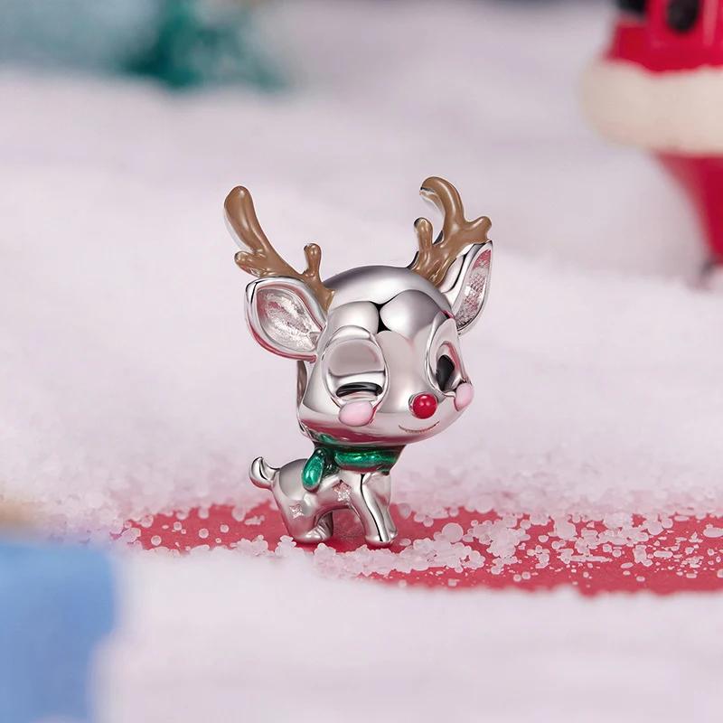 “Reindeer Noel” S925 Sterling Silver Christmas Reindeer Charm Bead