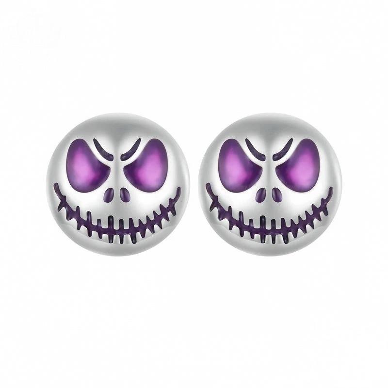 “Ghost Glow” S925 Sterling Silver Halloween Ghost Face Stud Earrings