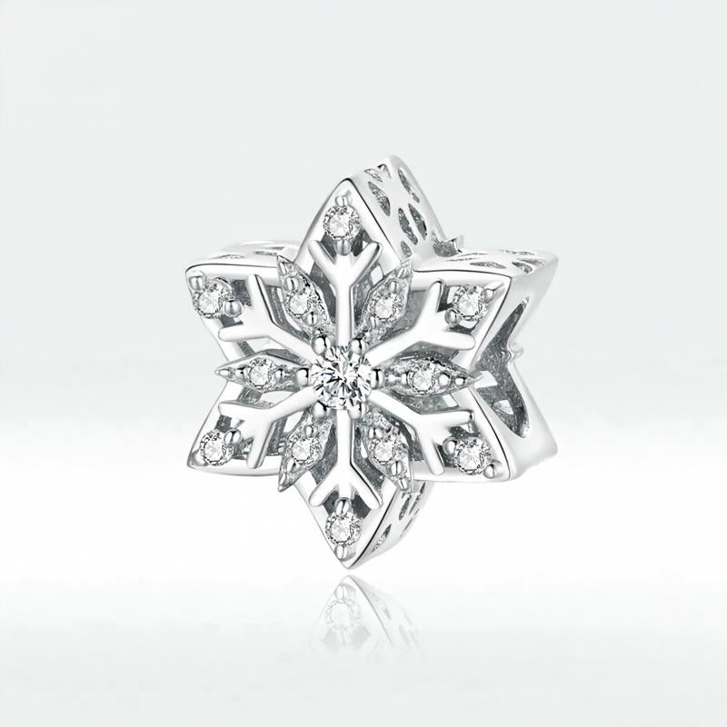“Winter Sparkle” S925 Sterling Silver Snowflake Loose Charm Bead