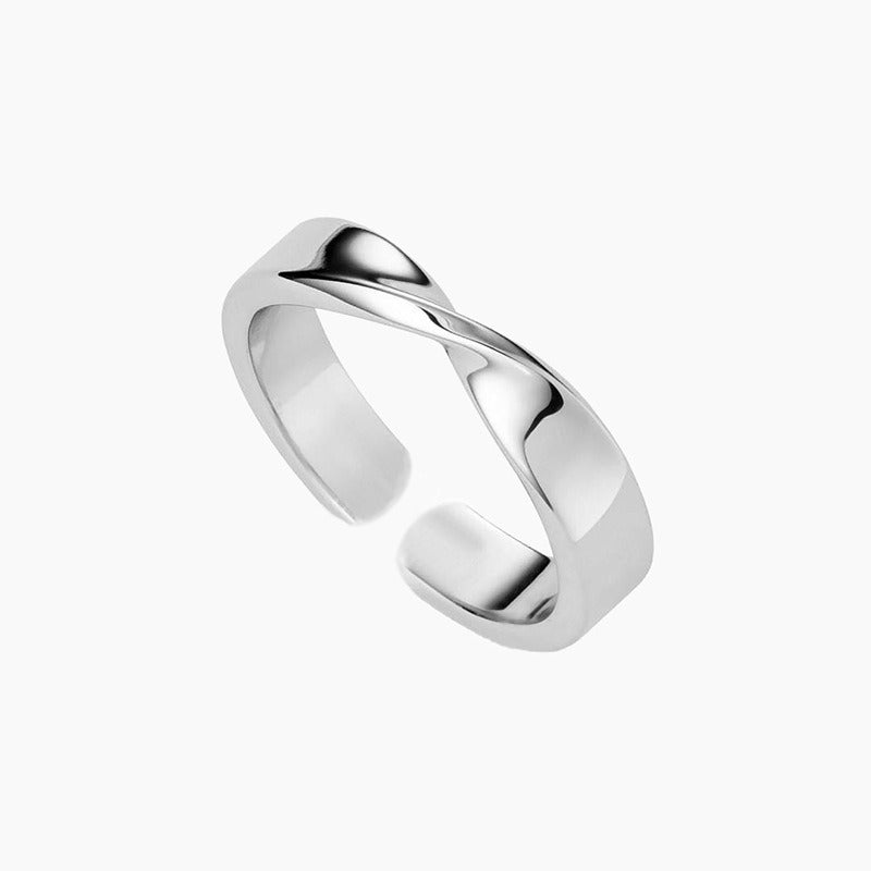 “Twisted Elegance” S925 Sterling Silver Open Adjustable Geometric Ring